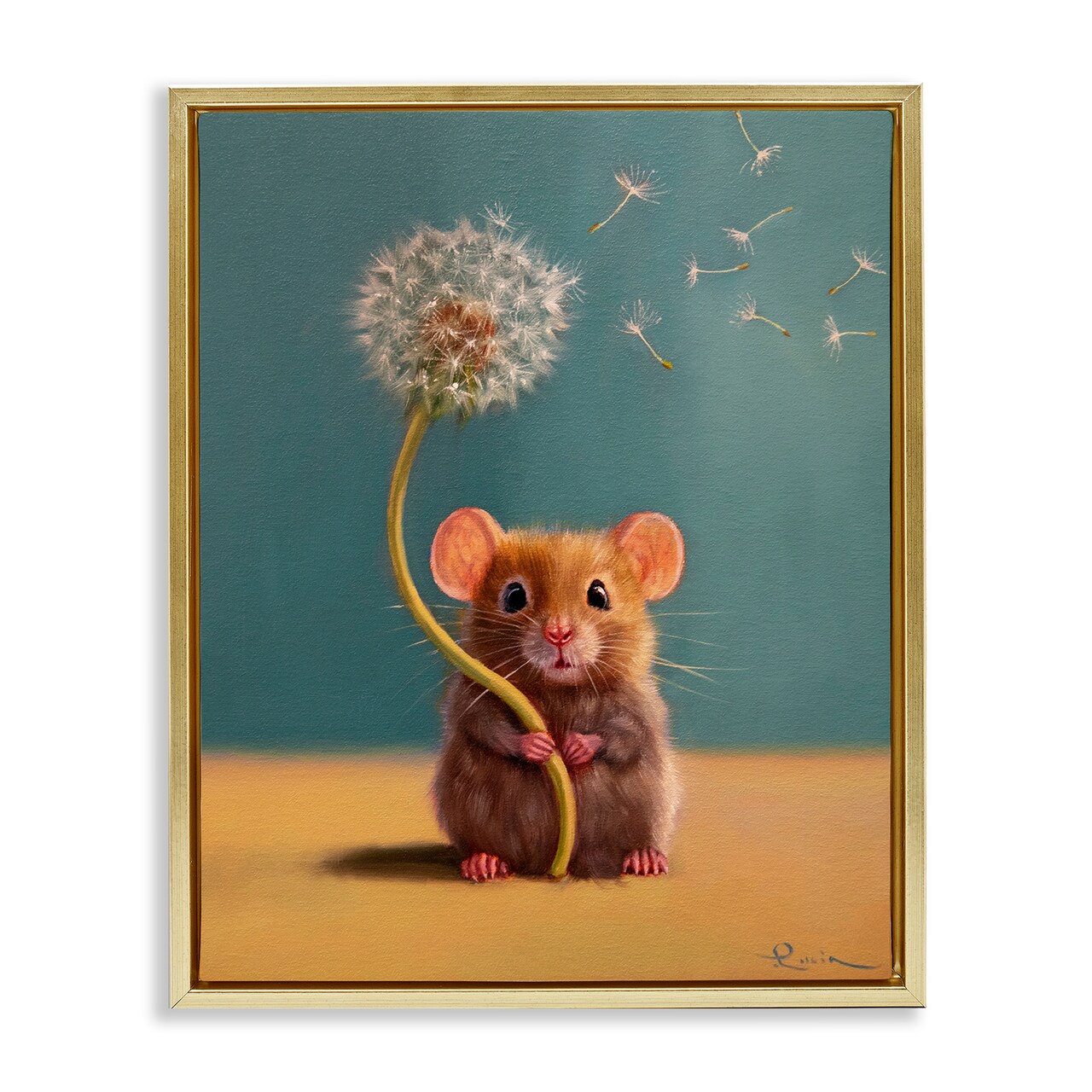 Stupell Industries Tiny Wishes Mouse & Dandelion Floating Frame, design by Lucia Heffernan